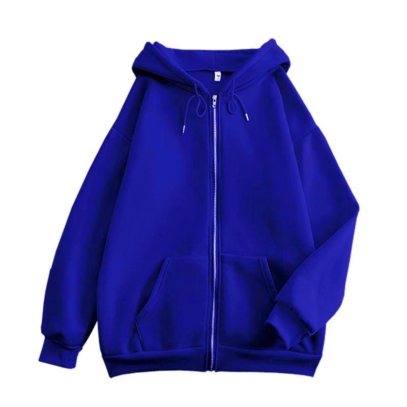 Einfacher einfarbiger Reißverschluss-Hoodie Unisex Leere übergroße Kapuzenjacke Anpassbares Langarm-Sweatshirt