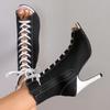 Women's Dancing Shoes Jazz Shoes Latin Tango Ballroom Swing Dance Boots Fish Mouth Boots High Heeled Gladiator Sandals for Ladie