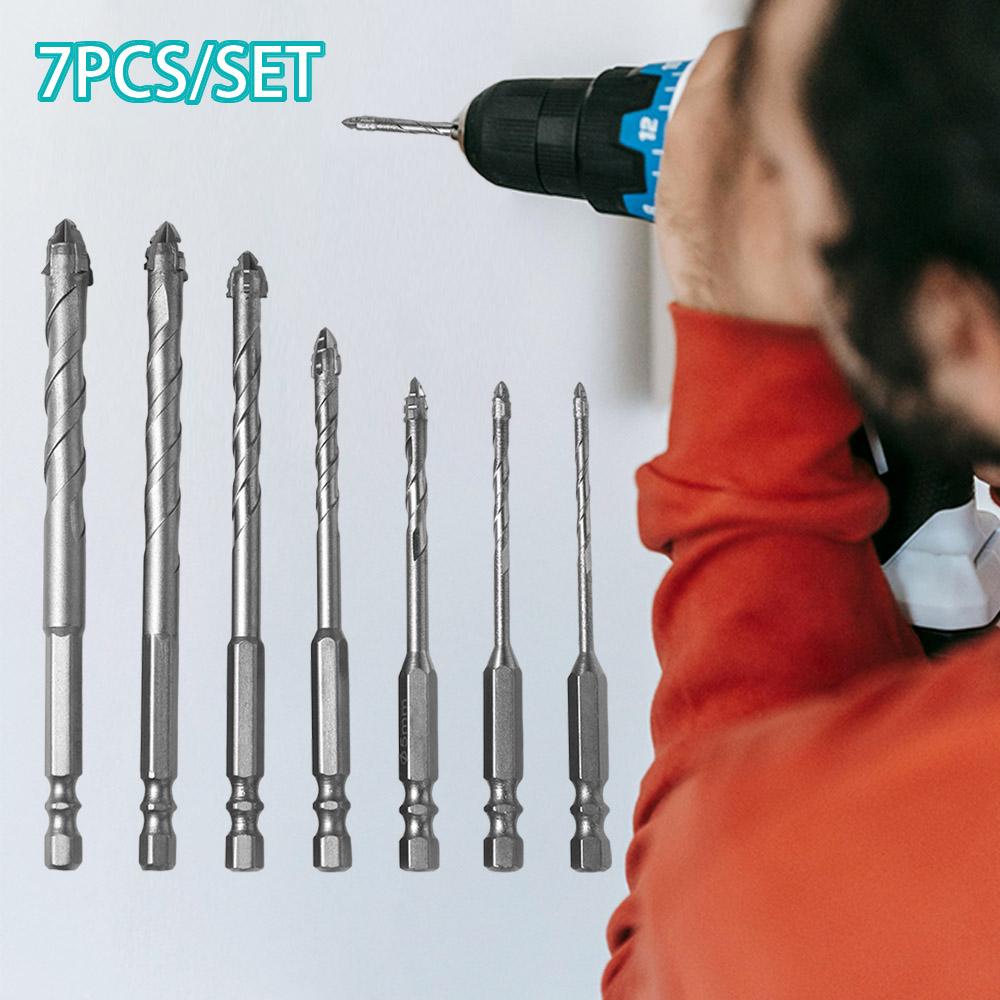 7pcs/set Precision Tile Drill Bit Set High Hardness Eccentric Drill Bits  Construction Site