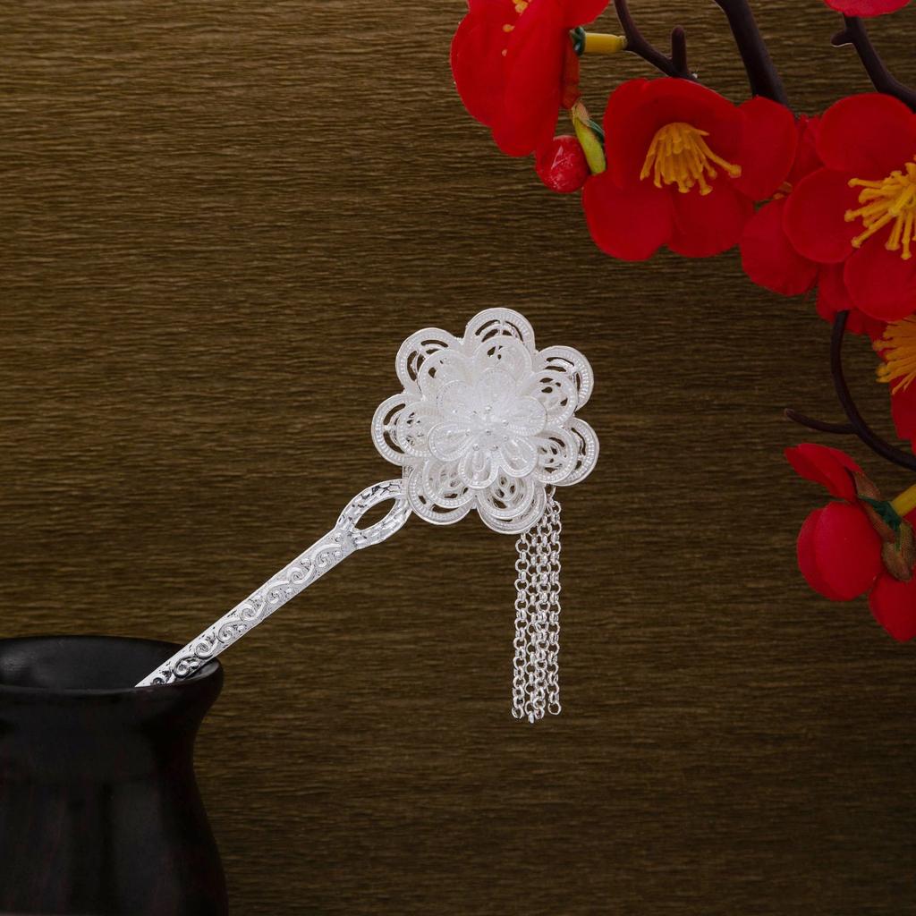 Ethnischer Stil Imitation Miao Silber Bunt Tropföl Pfau Haarnadel Retro Touristenattraktionen Schmetterling Blumen Stufen-Schüttler Haarnadel Damen