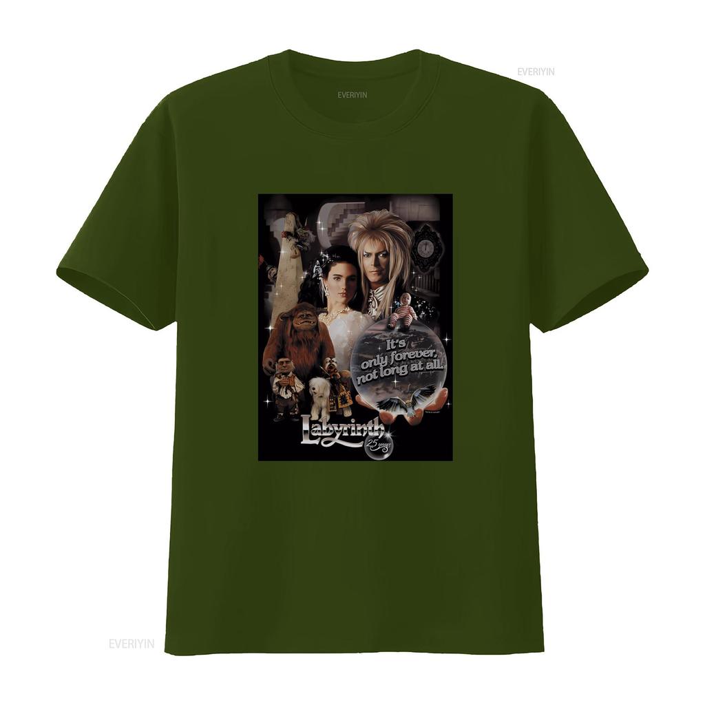 Labyrinth 25 Years Anniversary Its Only Forever Not Long At All Movie Print T Shirt Vintage Washed Slightly Homme