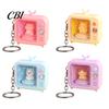 Portable Travel Lighting Rotating Animal TV Keychain, Funny Retro Television Shaped Keychain with Macaron Color Key Ring LED Light, Cartoon
