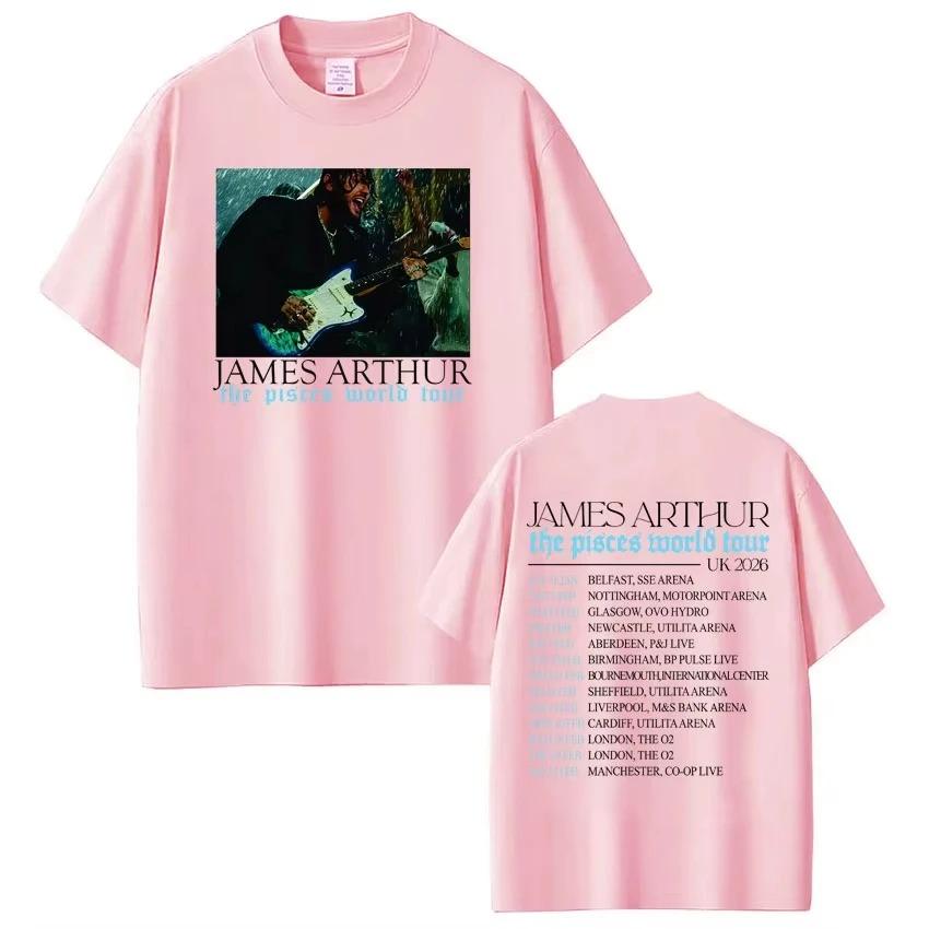 Dark Grey Oversized Cotton T-Shirt Featuring James Arthur’s The Pisces World Tour 2026 UK Dates and Live Stage Shot for Fans