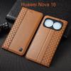 Napa Inner Grid Genuine Leather Flip Case for Huawei Nova 16 Pro Ultra Phone Cover Card Cases Scratch Proof