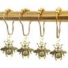 Gold Bee Decorative Shower Curtain Hooks for Bathroom, Set of 12 Gold Shower Curtain Rings In Rust Resistant Metal, with Zinc Ect Bee Floral Park