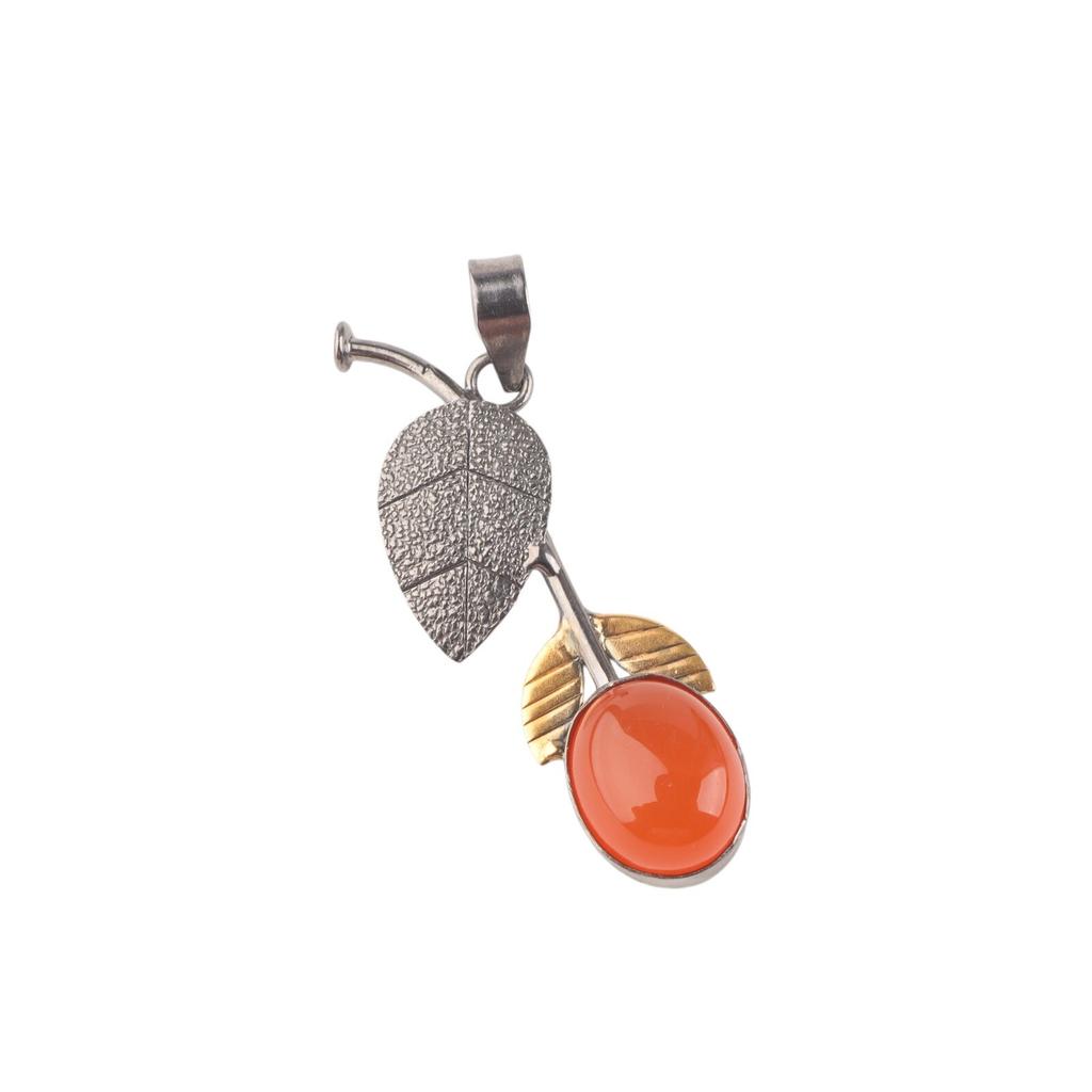 Genuine Carnelian Gemstone 925 Sterling Silver Jewelry Pendant 1.69" For Women PP-55-24