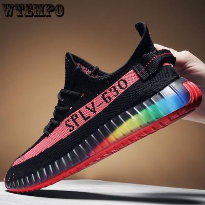 Coconut Shoes - Men's Summer Korean-style Colorful Jelly-bottom Trendy Sports Shoes Fly-ribbed Casual Shoes