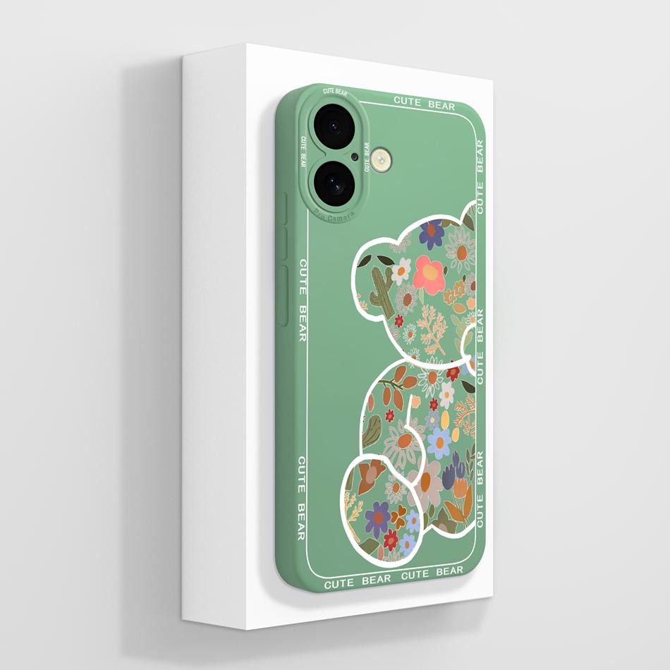 Cute Panda Case For iPhone 16 /16Plus/16Pro/16ProMax iPhone16+ Back Cover Sof Liquid Silicone Full Protection Bumper Funda Coque