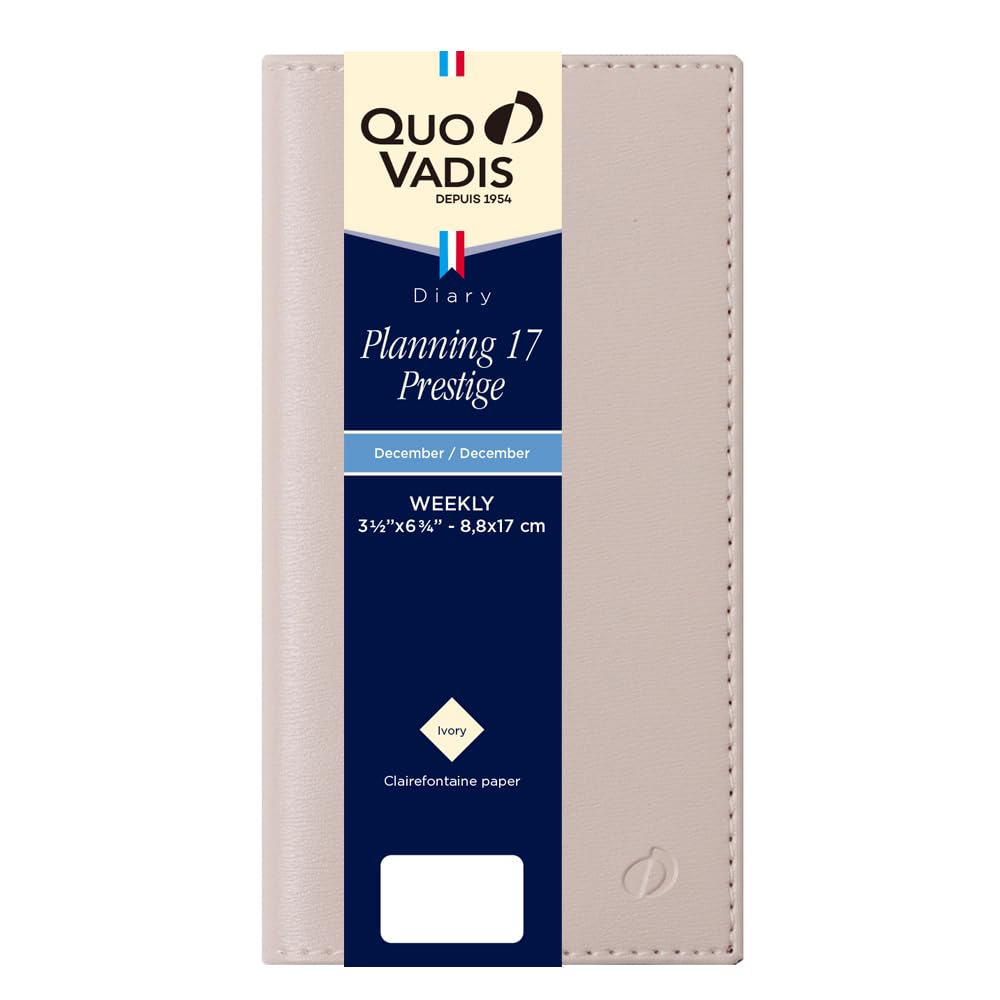 QUOVADIS 2026 Planning 17 Prestige/Soho Weekly Vertical Diary December 2025 Start Slim Size 17x8.8cm Pink Beige qv55705pb