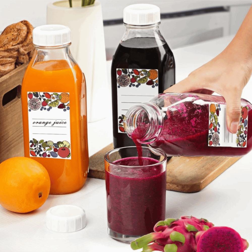 2 Stück durchsichtige Glasmilchflasche 32 oz Glaswasserkanne tragbare Glas-Saftflasche Büro