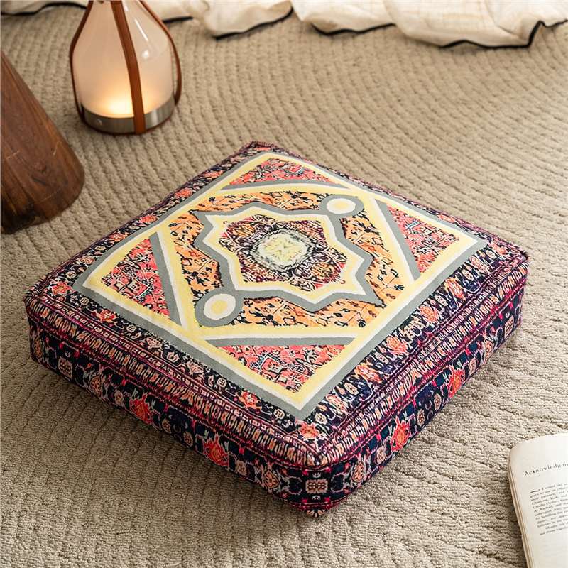 

Bohemian Square Floor Pillow Large Size Tatami Meditation Cushion Non-Slip Soft Home Seat Pad Yoga Zen Living Room Home Decor 45x45