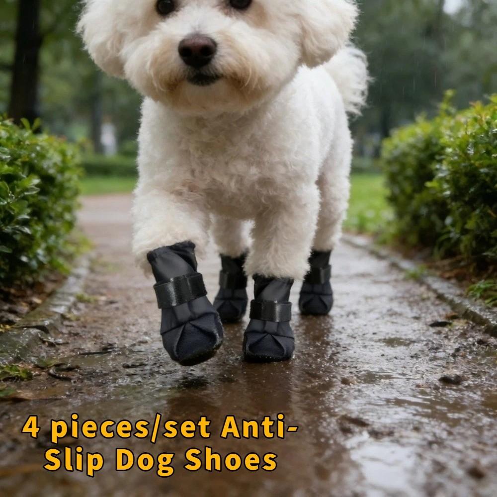4PCS/SET Adjustable Anti-Slip Dog Shoes Wear-Resistant Pet Rain Boots  Sports Training