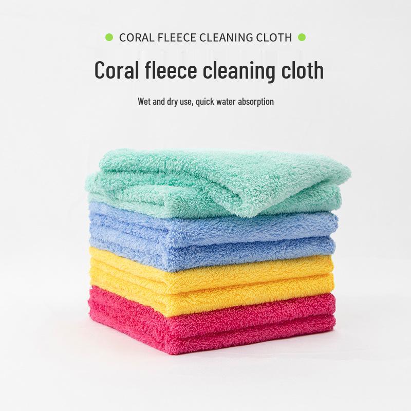 Coral Fleece Dishcloth - Soft, Absorbent, Multi-color Microfiber Cleaning Towel