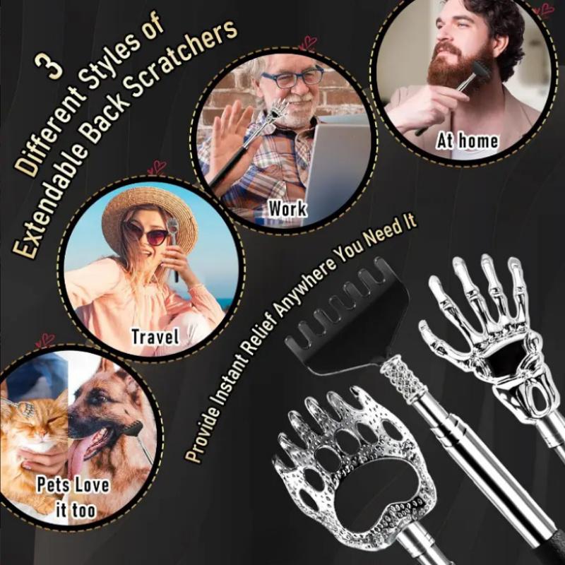 Professional 15-Prong & Paw Grip Massage Set – Textured Stainless Steel Back Scratcher and Pet Cleaning Brush, Ergonomic Dual