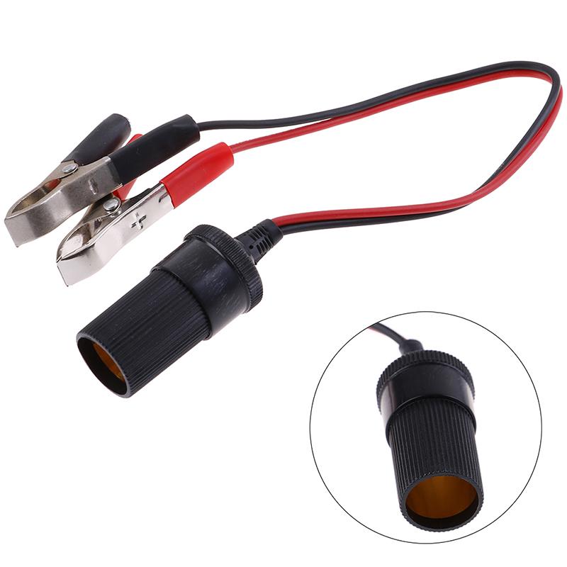 12V Battery Terminal Clip-On Cigar Cigarette Lighter Power Socket Adapter Plug
