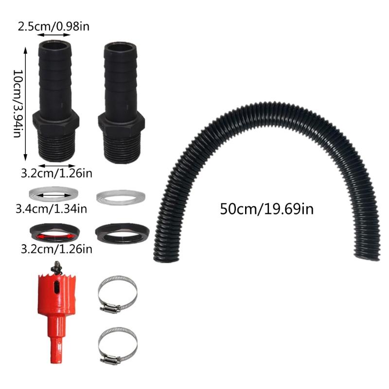 Easy Install Rainwater Harvest Connector with 500mm flexible hoses Efficient Water Butt Connection for Water Storage