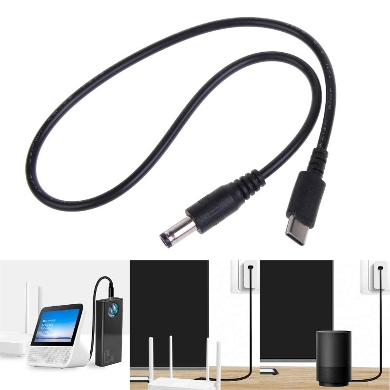 USB Type C to DC5.5x2.1mm Power Cable for Routers, Cameras Fans USB 5V9V12V1.5A Input Type C 5V9V12V3A Input
