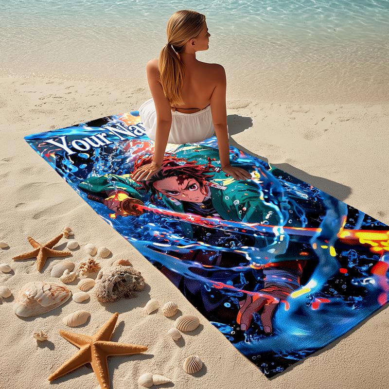 Custom Name Name Stylish Digital Printing Beach Towel Quick‑Drying Absorbent Blanket for Beach Pool Gym Travel