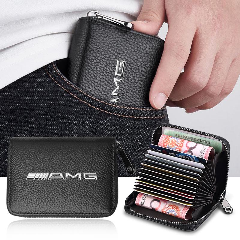 Leather Car Driver's License ID Card Bank Card Wallet Car Styling For Mercedes Benz AMG GLE GLS GLC CLA GLB ML W204 W206 W205 W212 W203