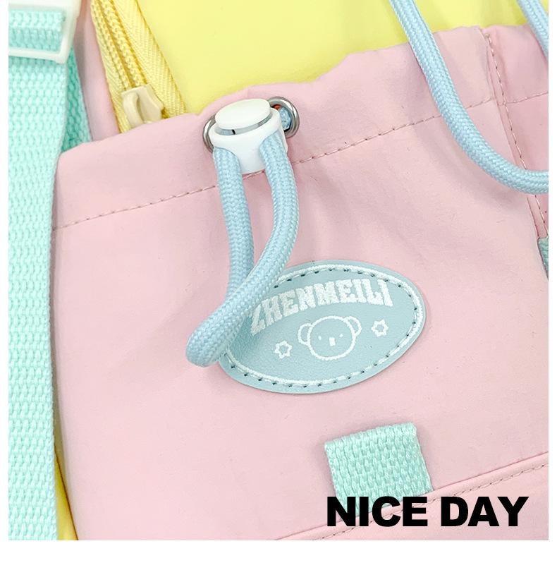 Color-Block Casual Backpack for Elementary School Girls - Large Capacity, Japanese Style