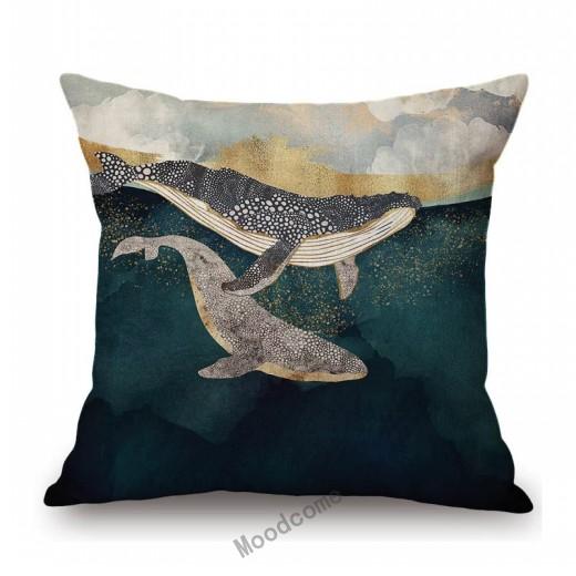 Темно-синий металлик Осьминог Птица Современное искусство хлопок лен диван наволочка домашняя декоративная наволочка с морским животным 450mm450mm 1385₽