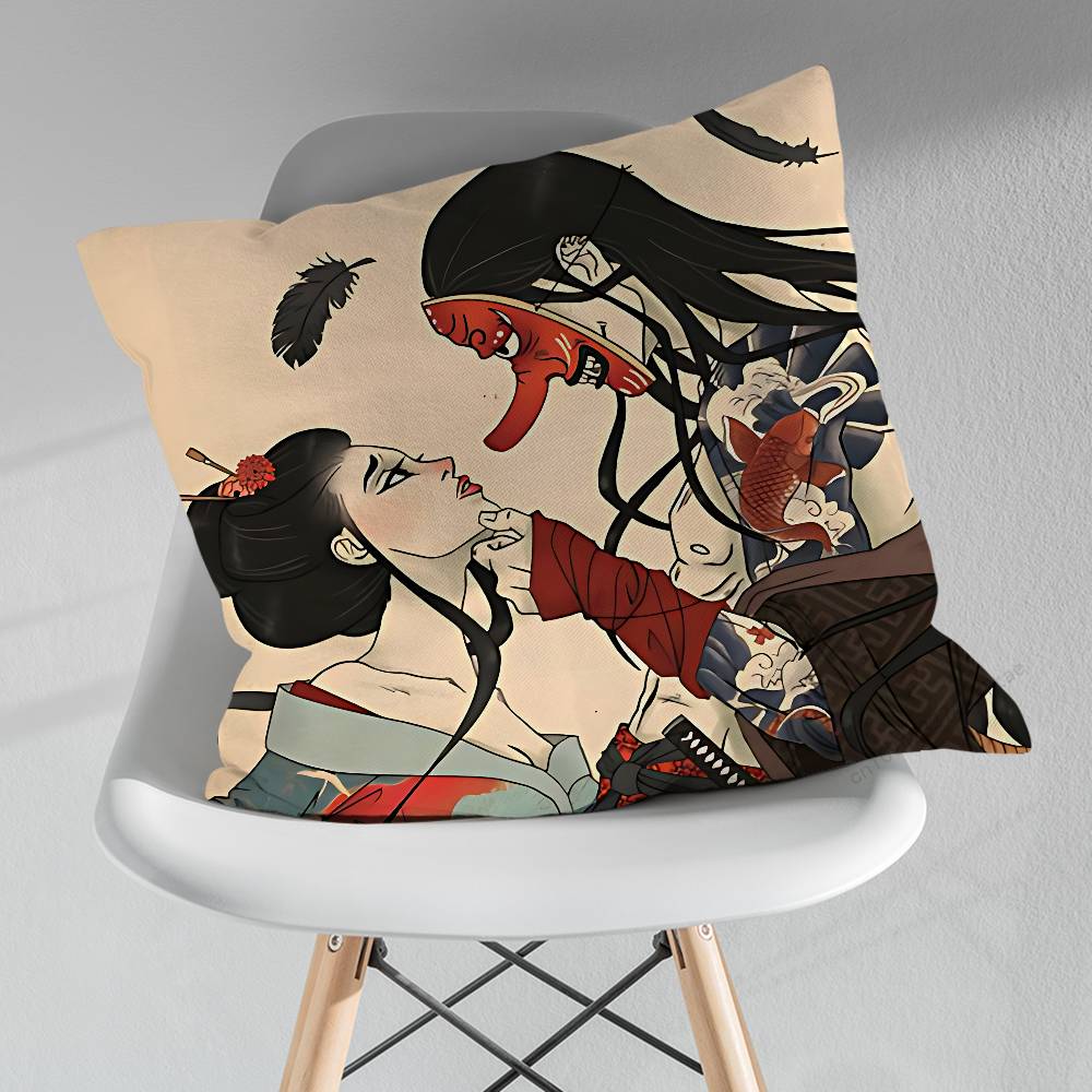 Beautiful Geisha Art Pillow Case For 30x30cm45x45cm55x55cm For Home Bedroom Decoration And Protector