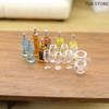 1 Set Miniature Wine Bottles DollHouse Kitchen Restaurant Decor Accessories Mini Red Wine Cup Model