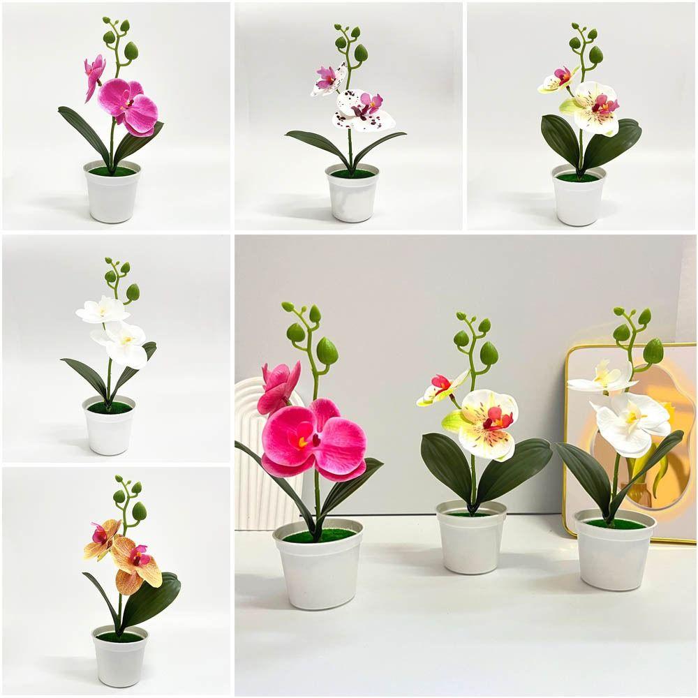 Kunstmatige Kunstorchidee Bonsai 25cm Potplant Kunstplant voor Buiten Binnen Kantoor