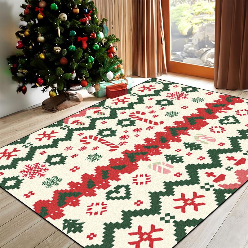Christmas Red Green Carpet for Living Room Home Decor Large Area Rug Warm Soft Rugs Bedroom Balcony Non-slip Mat Bedroom Carpets
