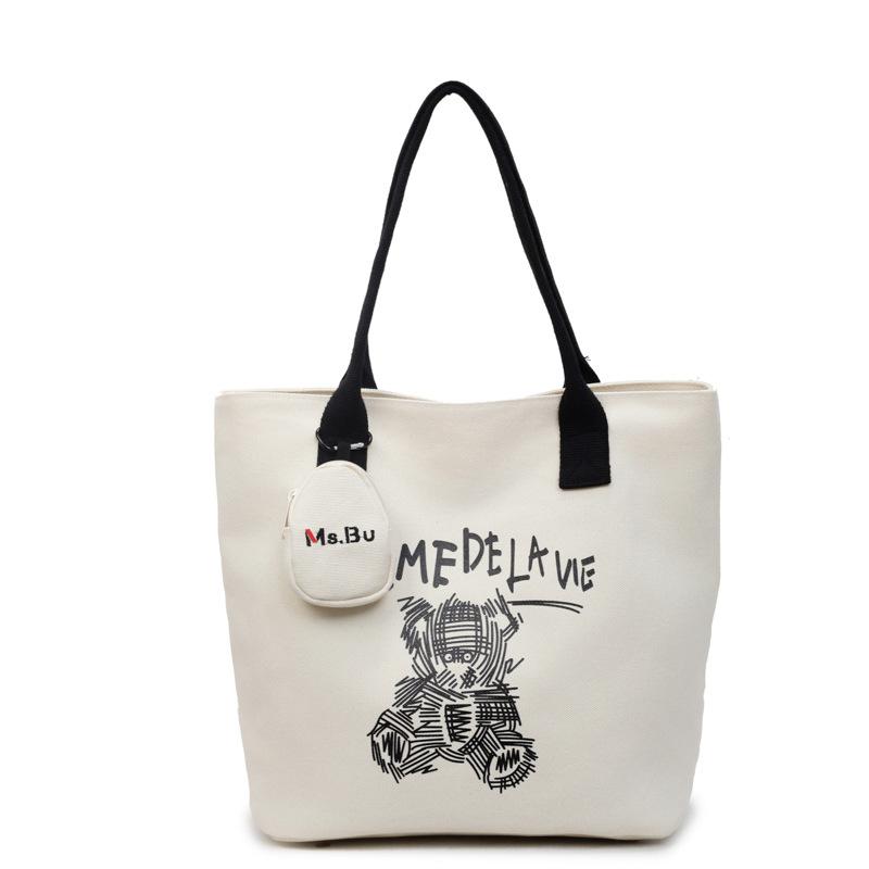 Commuter Large-capacity Japanese Cartoon Shoulder Bag Student Cloth Bag Tote Bag Niche Design Stylish and Simple Shoulder Bag