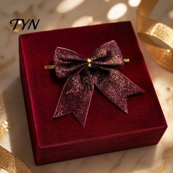 Luxury Style Christmas Tree Toppers Glitter Bow, Gold Sparkling Ribbon Hanging Ornament for Versatile Fabric Bows Parties Wreath Gift Box,