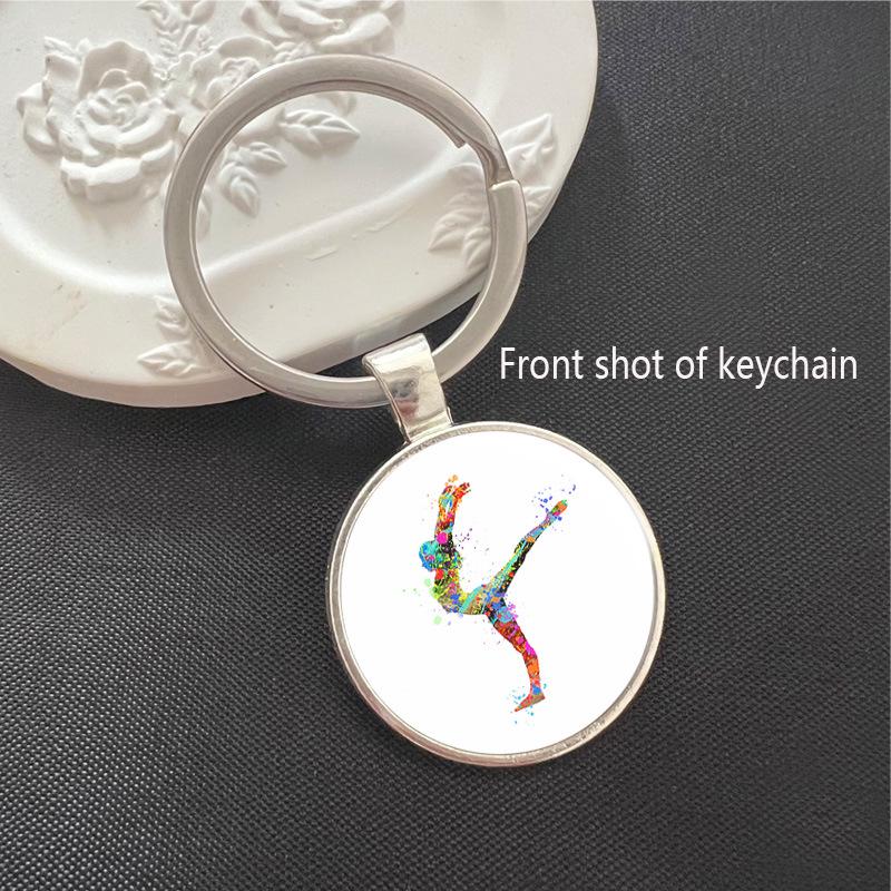 Rhythmic Gymnastics Time Gem Keychain Pendant - Alloy Keyring Ornament Gift