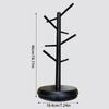Modern Black Bamboo Mugs Tree Stand With 8 Hanging Hook, Space Saving Coffee Cup Organizers