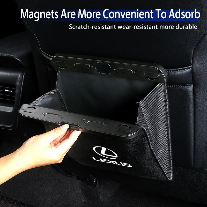 FIQK8 Car Seatback Trash Can Magnetic Waste Bag Garbage Pouch Accessories For Lexus UX250h RX450h CT200h RX400h NX300h RX350 RX300
