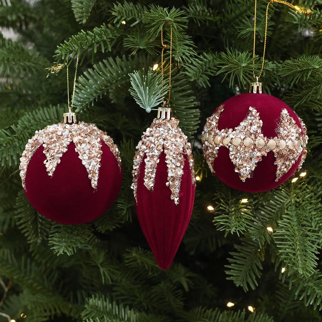 Plastic Christmas Ornament Burgundy Christmas Ball Ornament Christmas Tree Hanging Ornament Plastic For Mantel Wreath Home