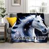 1PC Custom Name Celestial Horse Dreams Flannel Blanket Versatile,all-season Throw Suitable for the Living Room,bedroom,camping,travel,and Gift