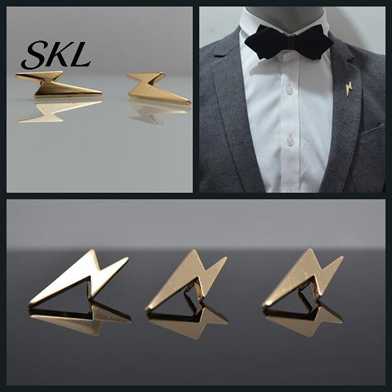 Cast Alloy Brooch Three-dimensional Brooch, Geometric Lines Lapel Pin, Men Suit Accessory with Safety Pin Base, Electroplated Fashion Accessories