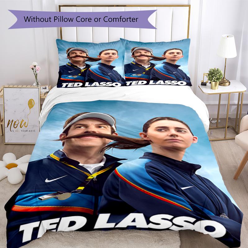 3pcs Ted Lasso Bedding Set Duvet Cover Closure Includes 1 Duvet Cover & 2 Pillowcases, Soft and Comfortable for All Seasons.