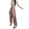 Women Cargo Pants Hip Hop Baggy Solid Color Multi Pockets Elastic Waist Match Top Loose Breathable Lady Trousers