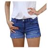 Stretchy Slim Hole Breaking Fringe Denim Shorts Damen