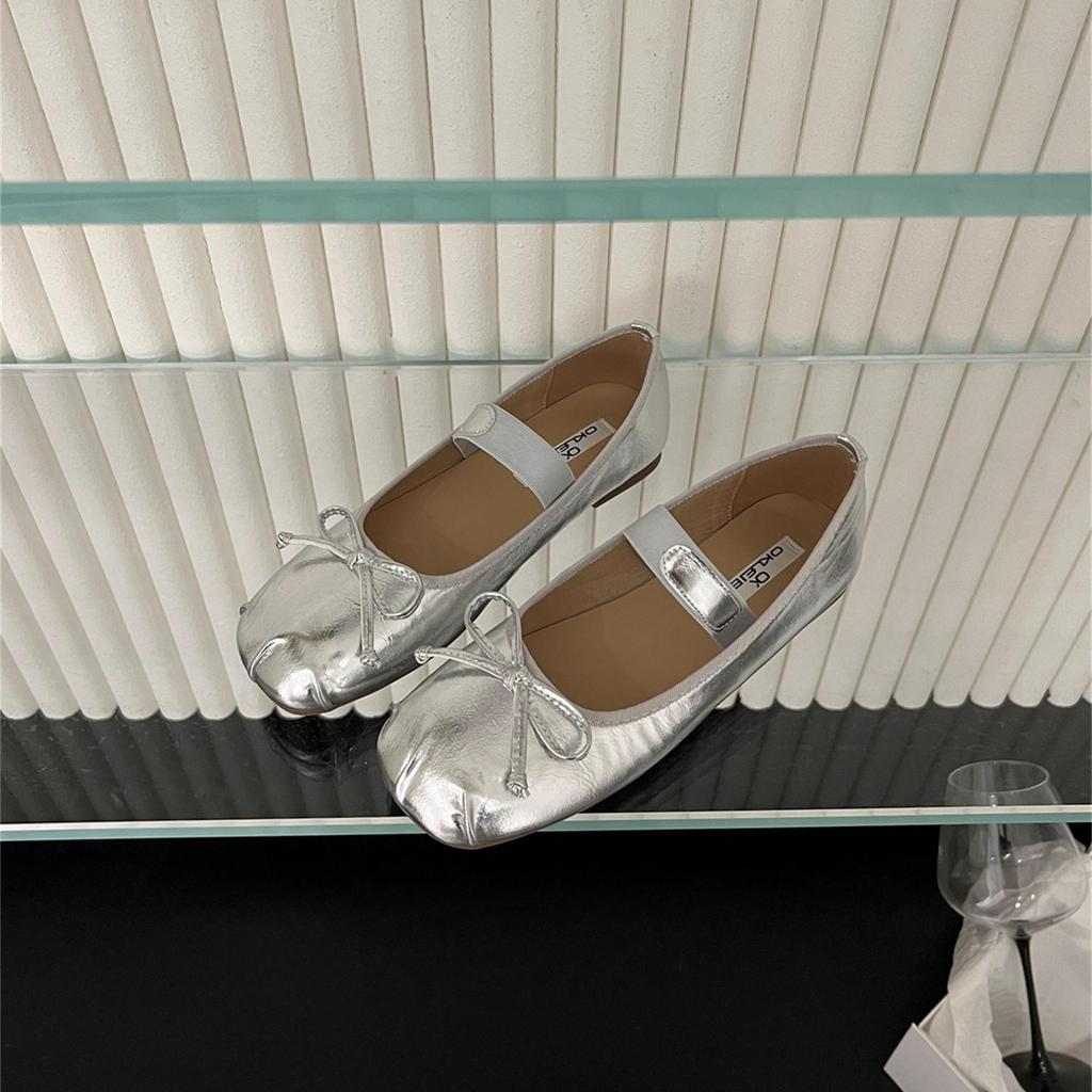 Fashion IPPEUM Ballet Flats Women Round Toe Bow Elastic Band Mary Janes Shoes Black Ballerines Femme Chaussure