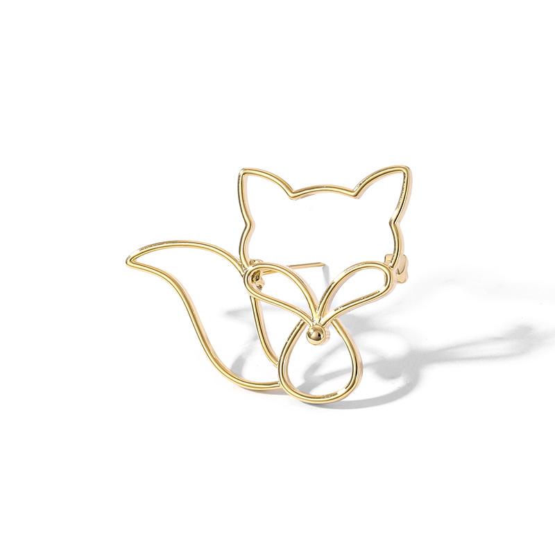 

Sweet Women s Brooch Fashionable New Style Simple And Creative Golden Hollow Out Little Fox Anti Light Brooch Cute Accessories