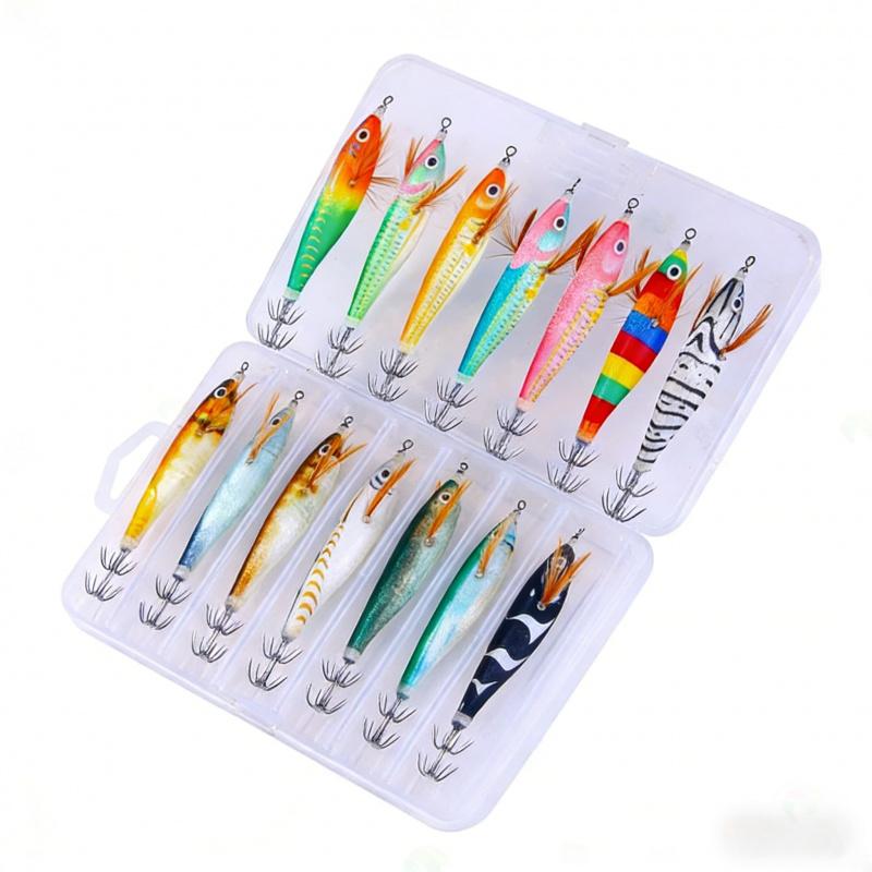 Luminous Wood Shrimp14Only9.5CM 9GHigh Transparency Lure Bait for Sea Fishing Squid Hook Special for Cuttlefish and Mackerel