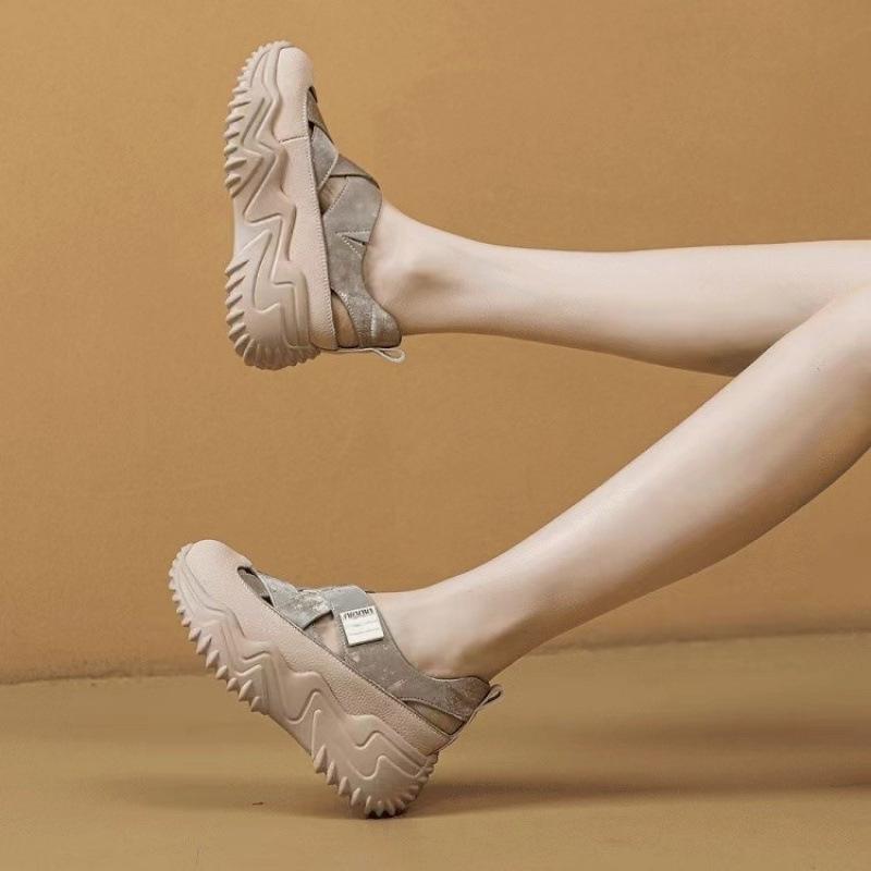 Spring and summer new women's shoes heightened thick-soled hollow broadband student Korean version fashionable breathable muffin bottom sports single