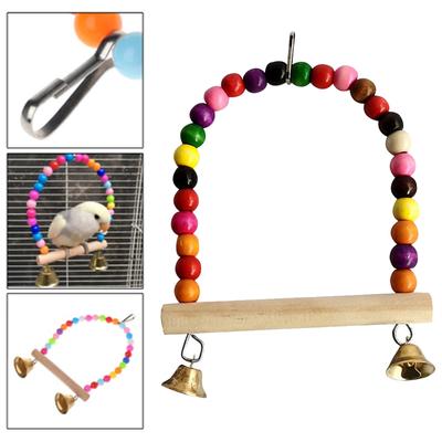 Bird Swing Toy Parrot Cage Toy Natural  Perch With Plastic Beads