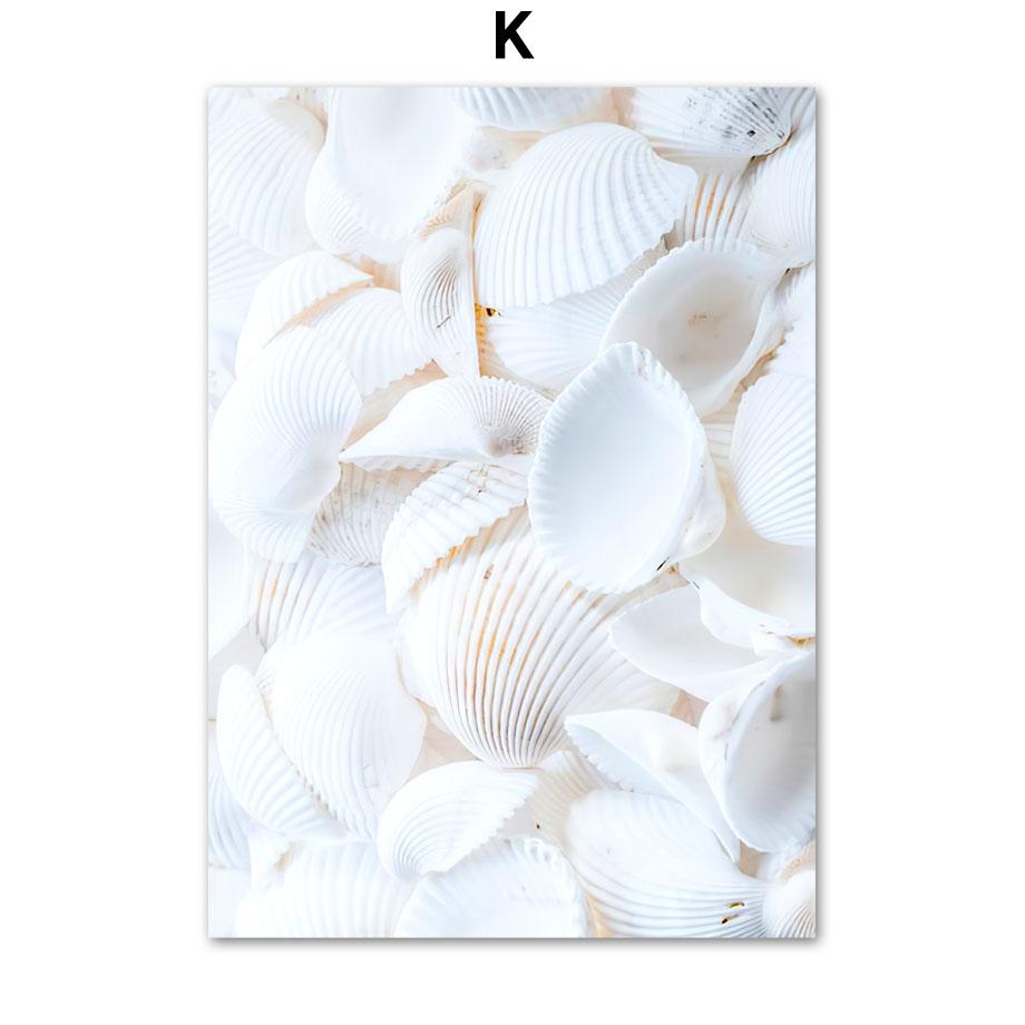 Фламінго Дошка для серфінгу Пляж Океанські хвилі Ракушка Настінне мистецтво Картини на полотні Тропічні плакати та принти Настінні картини для домашнього декору