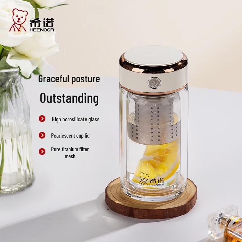 

Heenoor Double-Layer Antibacterial Glass Tea Cup with Titanium Filter