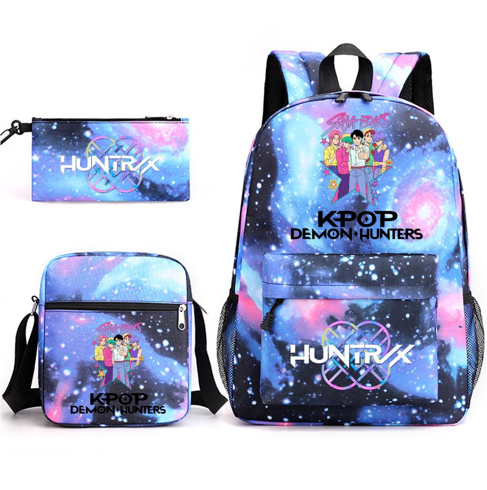 

3Pcs/set Anime Cartoon Demon Hunters Printed Large Capacity Bookbag Backpack with Shoulder Bag Pencil Case for Student Boy Girl Schoolbag