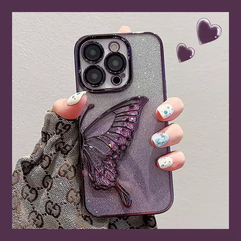 Quicksand Butterfly Applicable To Apple 16pro Gradient Glitter Powder Mobile Case 15 Color Plated IPhone 14 Full Pack Protection Case