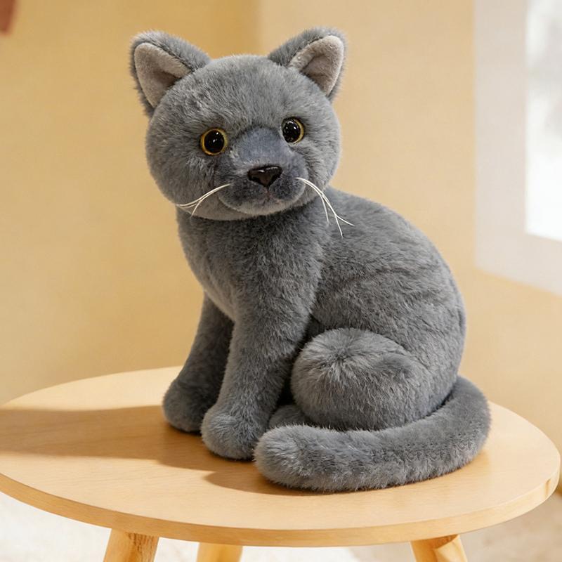 1Pc 26cm Lifelike Sitting Cat Plush Toys Lovely Orange Cat Siamese Cat Tabby Cat Cow Kitten Dolls Baby Birthday Decor Gift